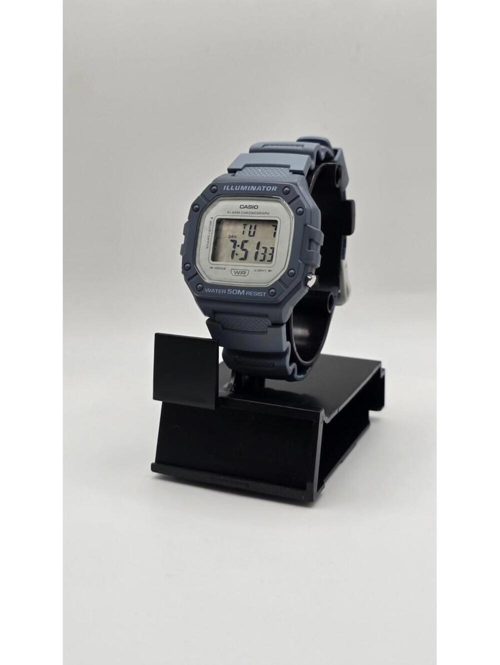 Casio Men's Watch Chronograph Grey Digital Dial Blue Resin Strap W218HC-2AVCF